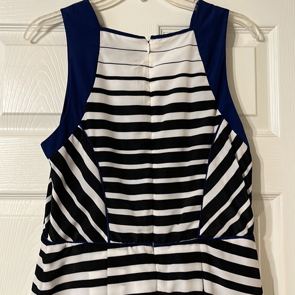 BLUE BLACK WHITE STRIPED PARTY DRESS SIZE 12 - Picture 5 of 5